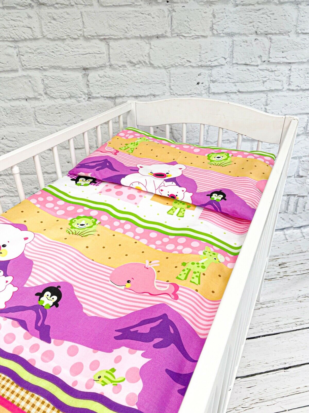 Baby Bedding Fit Junior Bed 150x120cm Pillowcase Duvet Cover Teddy fish pink