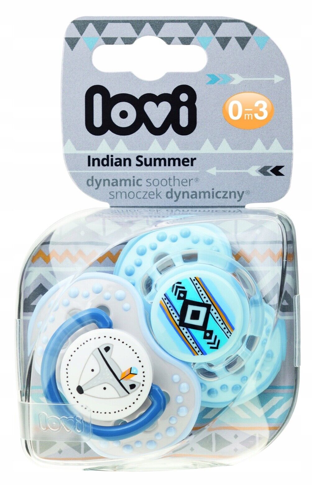 LOVI Dynamic Soother Silicone 0-3m Dummy 2 pcs Boy Indian Blue