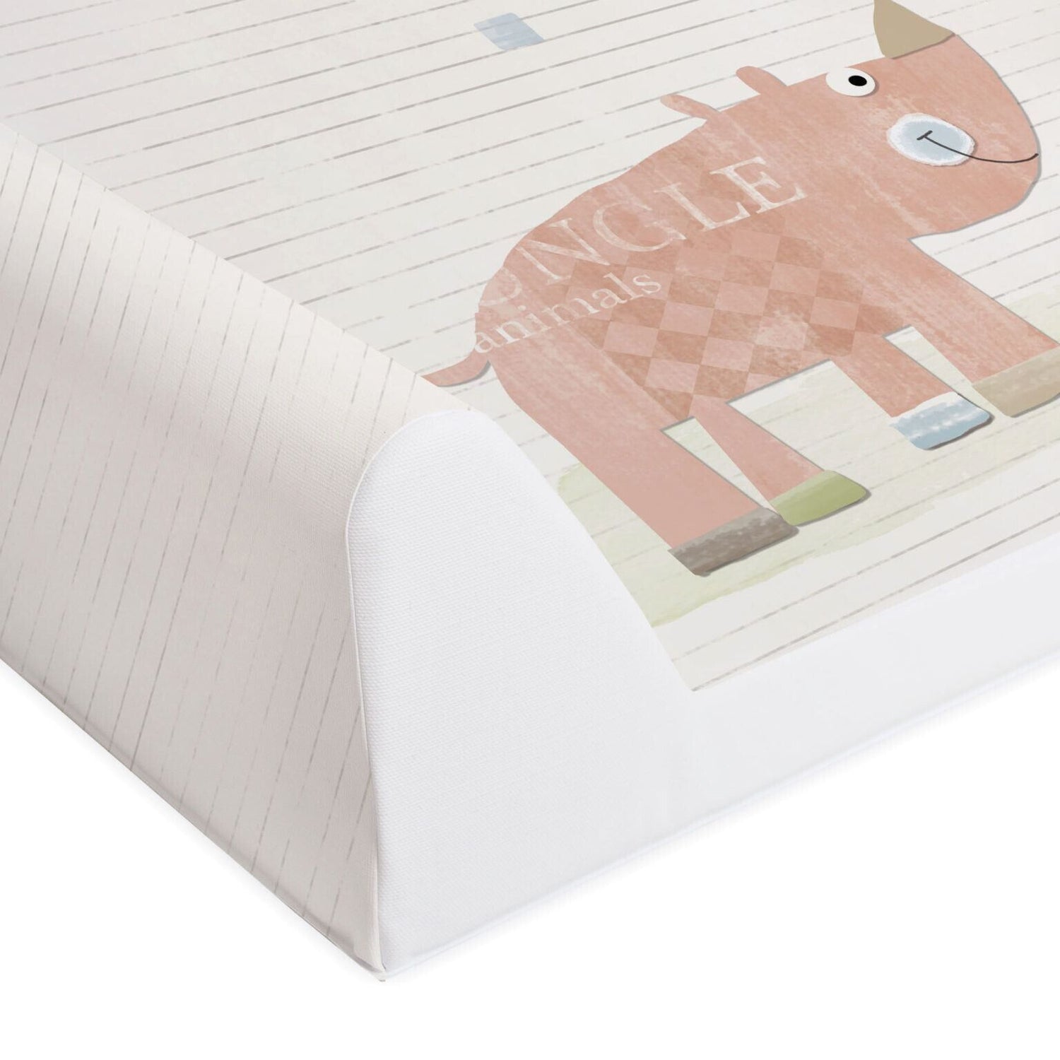 Baby Changing mat Hard Base Nursery Padded 70x50cm Fit Cot Gang Elephant ecru