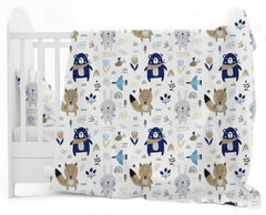 5Pc Baby bedding set bumper All-round pillow duvet Fit Cot 120X60 Boho Animals Navy - MyHappy Baby