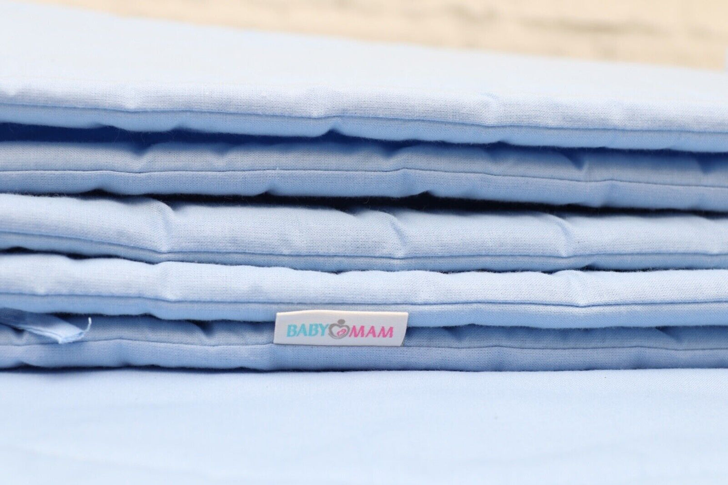 Padded Cot Bumper To fit Baby cot 120x60cm All-round 100% Cotton 360cm Blue