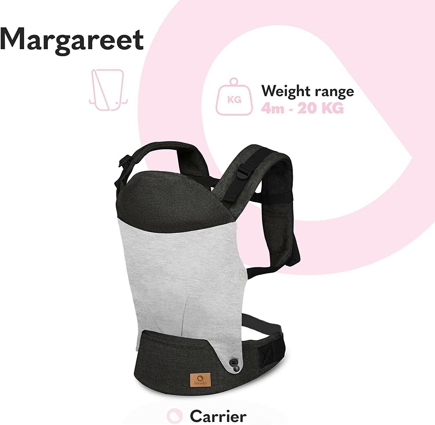 Lionelo Baby Carrier Margareet 3 Carrying Positions Belt Urban Gray