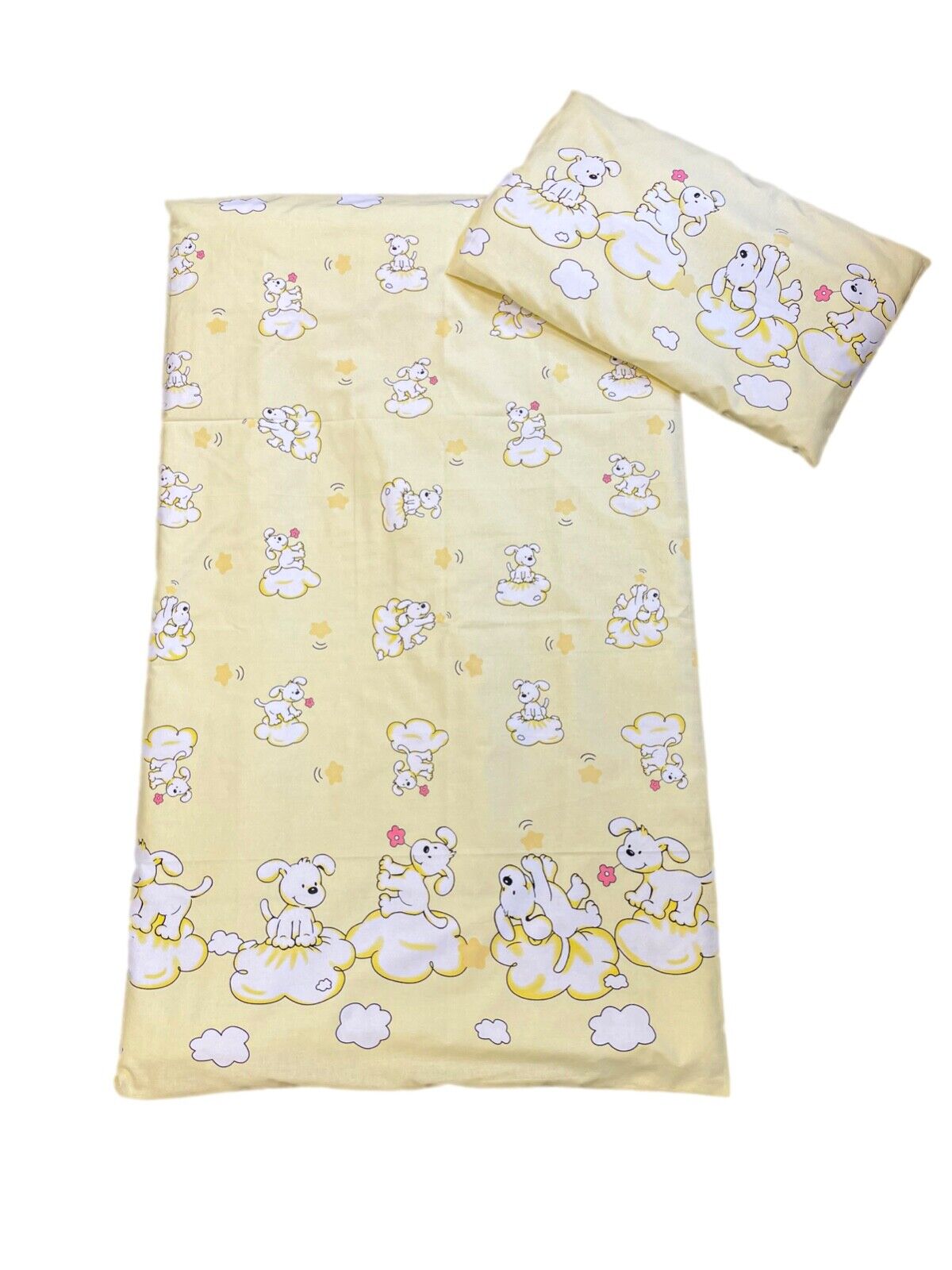 Toddler Bedding Set 2pc Duvet Cover Set 100% Cotton 150x120cm Puppy cream