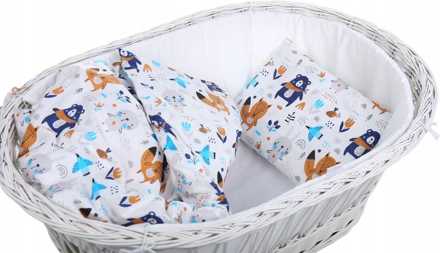 Baby bedding set 5pc nursery cotton pillow duvet bumper 70x80cm Animals Navy