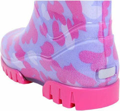 Wellies Kids Rain Snow Boots Removable Inner Lining Socks Wellington White & Pink Hearts - MyHappy Baby