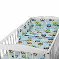 Baby padded bumper 180cm fit COT 100% Cotton Owls blue
