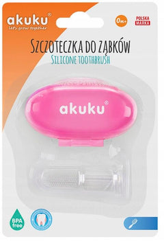 Baby Finger Silicone Toothbrush Gum Massager Teething Relief Akuku Pink - MyHappy Baby