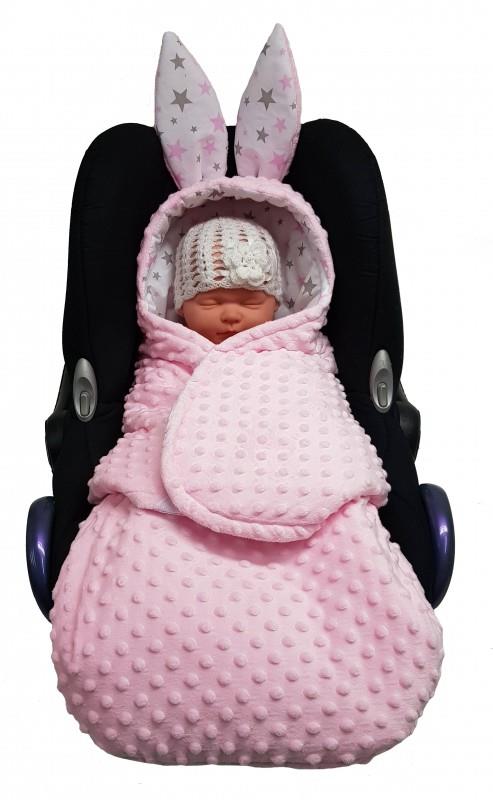 Baby Hooded Swaddle Wrap Bunny Blanket Ultra Soft Warm Blanket - Light Pink