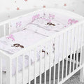Baby 5Pc Bedding Set Pillow Duvet Bumper Fit Cotbed 140X70cm Ballerina Grey
