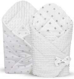 Baby Swaddle Wrap Newborn Dimple Cotton Infant Bedding White/Small Stars On White - MyHappy Baby