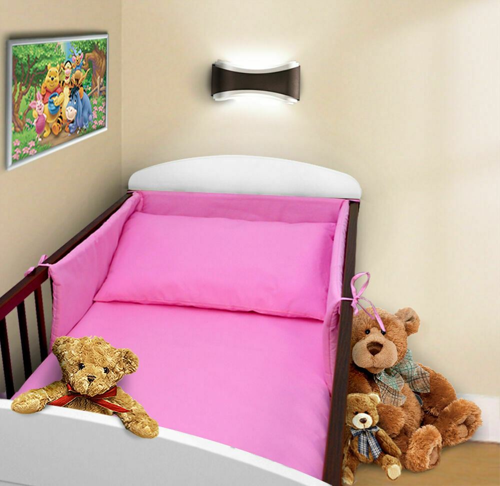 Baby Bedding Bumper 190 cm Half Cot Bed Pink