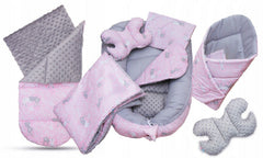 Baby 6pc Double-sided soft infant Cocoon Bunny Pink/ Grey - MyHappy Baby