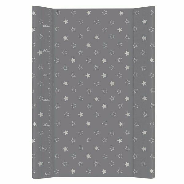 Baby changing mat padded hard base 70x50cm fit to Cot 120x60cm #5 Stars Dark Grey