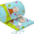 Baby Padded Bumper 100% Cotton To Fit Crib All Round 260cm Sheep Turquoise