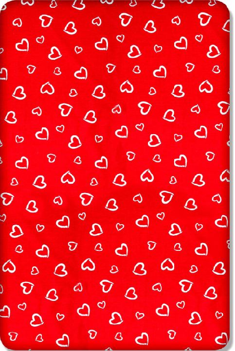 100% cotton fitted sheet printed design for baby crib 90x40cm White hearts on red