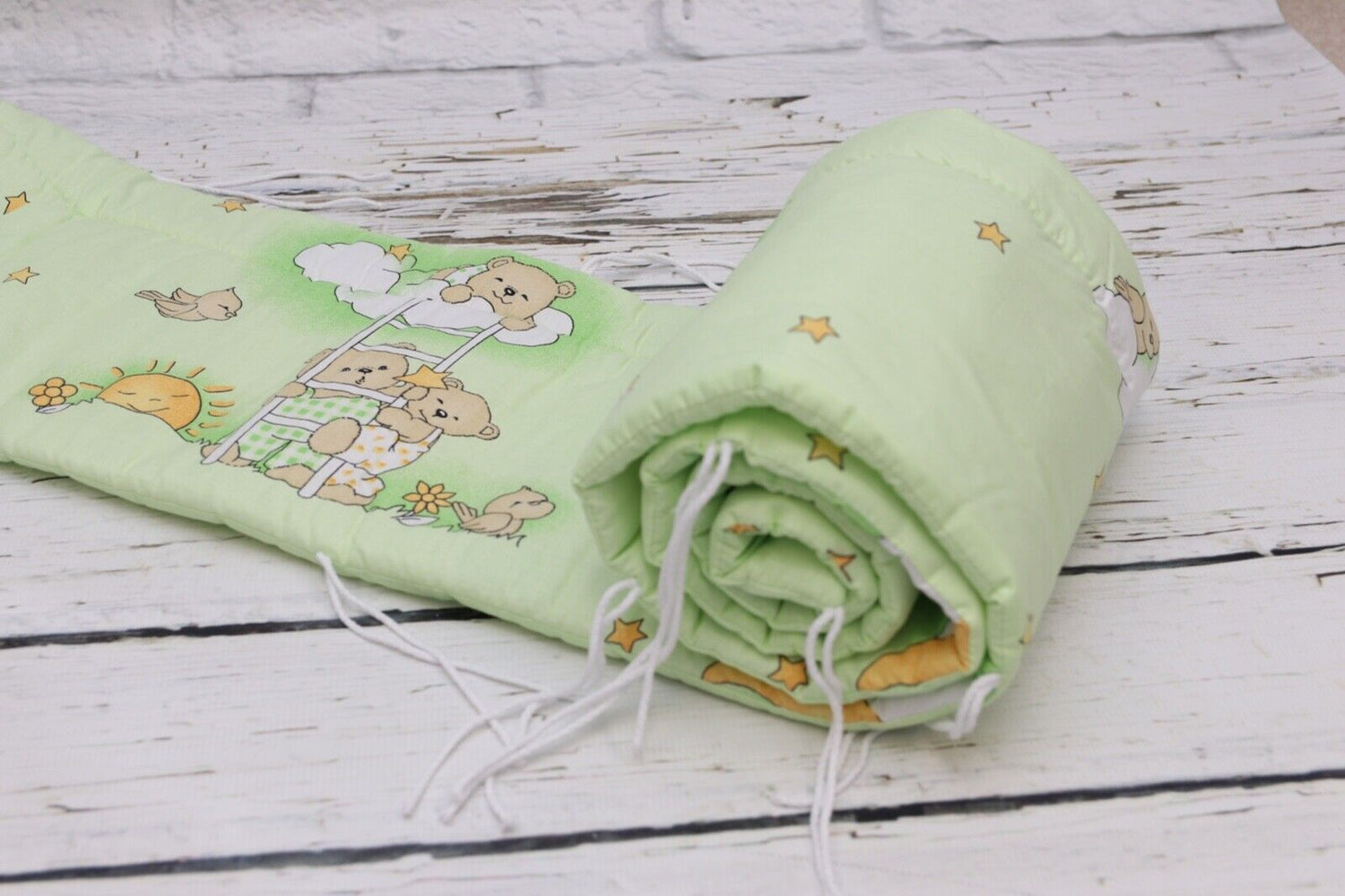 Baby Bedding Set 3pc Cotton All-round Bumper 140x70cm Ladder greend