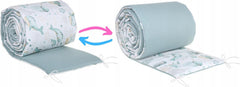 Padded Cot Bumper 180x30cm 100% Cotton Sea life/ Sage - MyHappy Baby