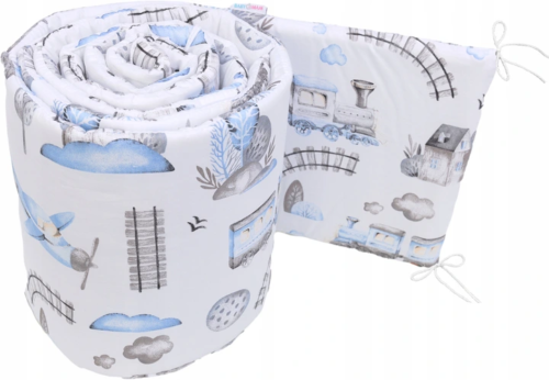 Baby bedding set 5pc nursery cotton pillow duvet bumper 70x80cm Retro Locomotive