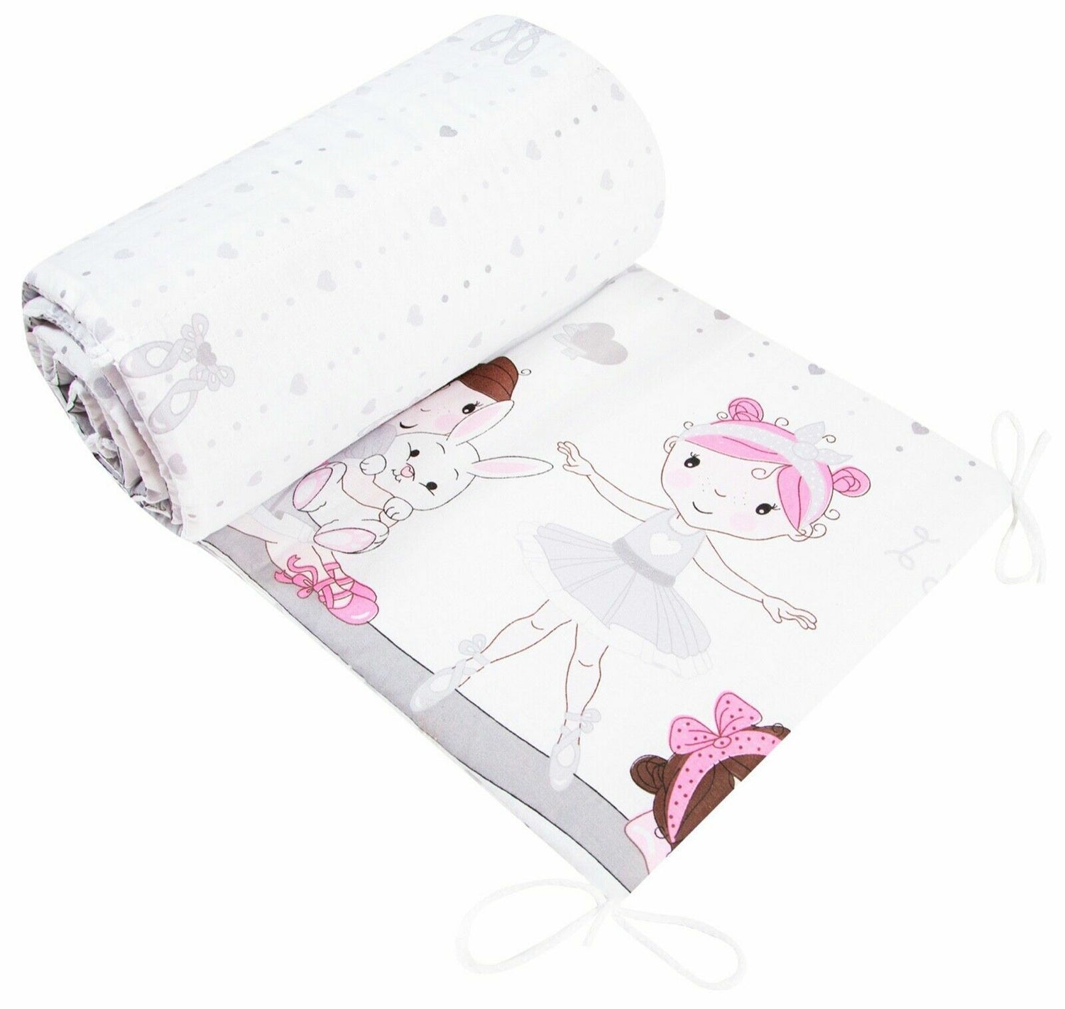 Baby Bedding Set 5pc All-round Bumper Fit Cot 120x60 Ballerina grey