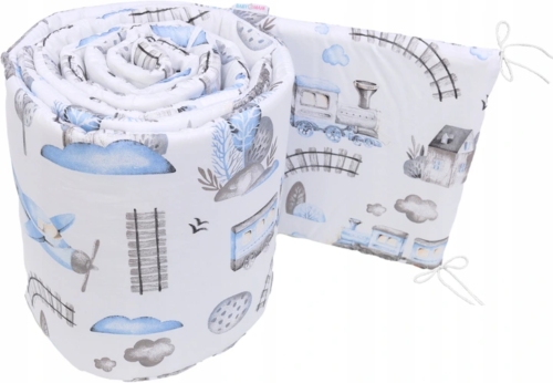 3Pc Baby Bedding Set Bumper All-round Pillowcase Duvet Cover Fit Cot 120x60cm Retro Locomotive
