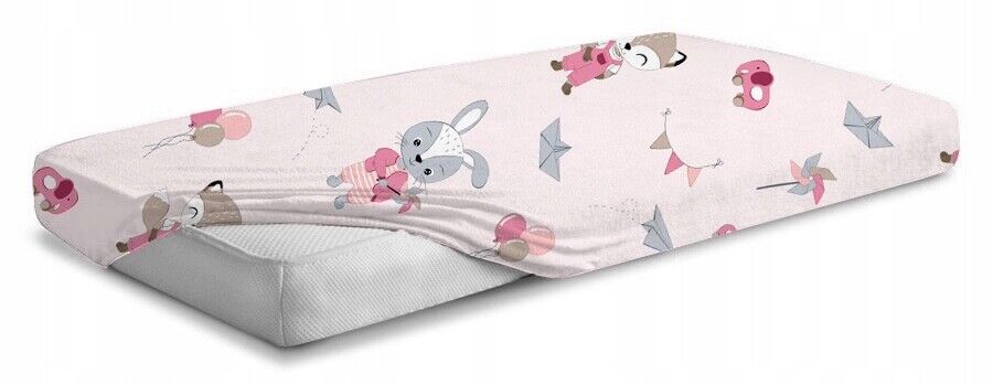 Fitted Sheet Soft Cotton for Baby Cot 120x60cm Fox and Rabbit