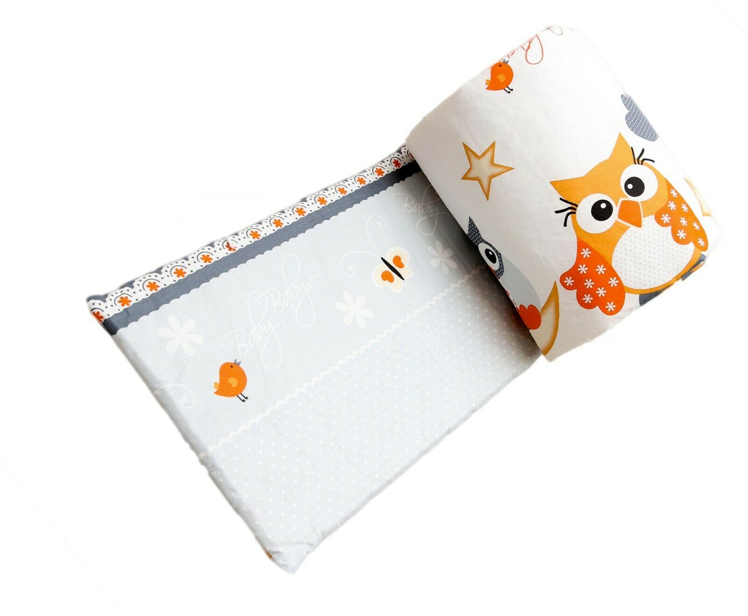 Baby Bedding Set 6pc All-round Bumper Fit Cot 120x60 Owls moon grey