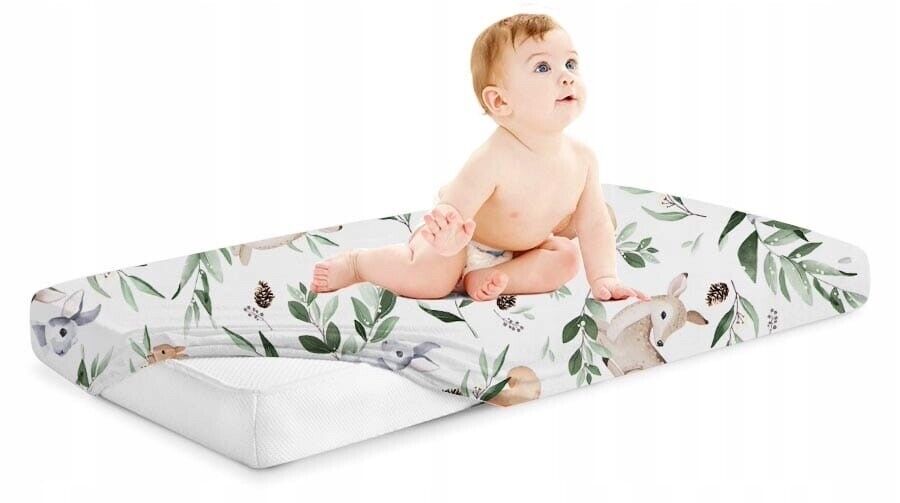 Fitted Sheet 140x70cm 100% Cotton for Baby cot bed Green Glade