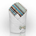 Baby Swaddle Wrap Newborn Dimple Cotton Infant Bedding White/Brown Stripes