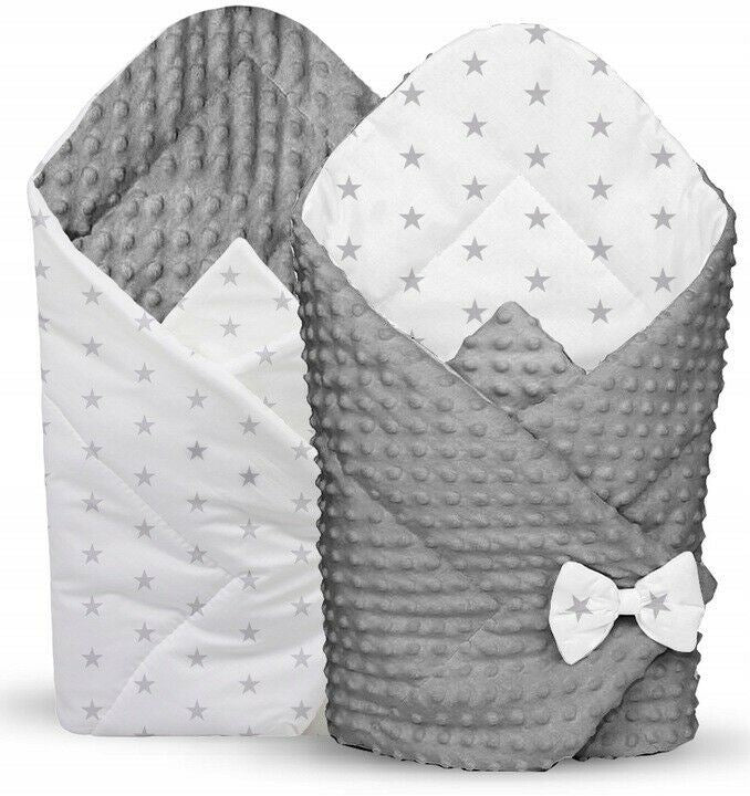 Baby Swaddle Wrap Newborn Dimple Cotton Infant Bedding Grey/ Small Stars On White