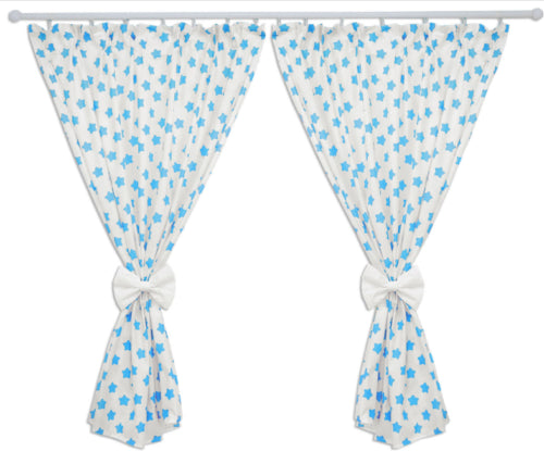 Nursery Curtains for Babies & Toddler's Bedroom Big turquoise stars on white