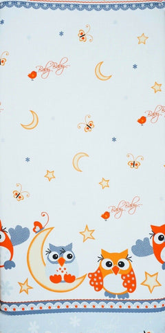 Baby Fitted Toddler Bed Sheet Printed 100% Cotton Mattress 160X80cm Owls Moon Grey - MyHappy Baby