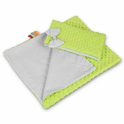 Warm Baby Blanket Dimple Cotton Quilt Pillow Double Sided 100X75cm Green - Grey