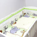 Baby 6Pc Bedding Set All-Round Bumper Fit Cotbed 140X70cm Safari Green