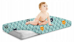 Baby Fitted Cot Bed Sheet Printed 100% Cotton Mattress 140X70cm Fox In Forest Turquoise - MyHappy Baby