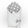 Baby Swaddle Wrap Newborn Dimple Cotton Infant Bedding White/ Big Stars On Grey