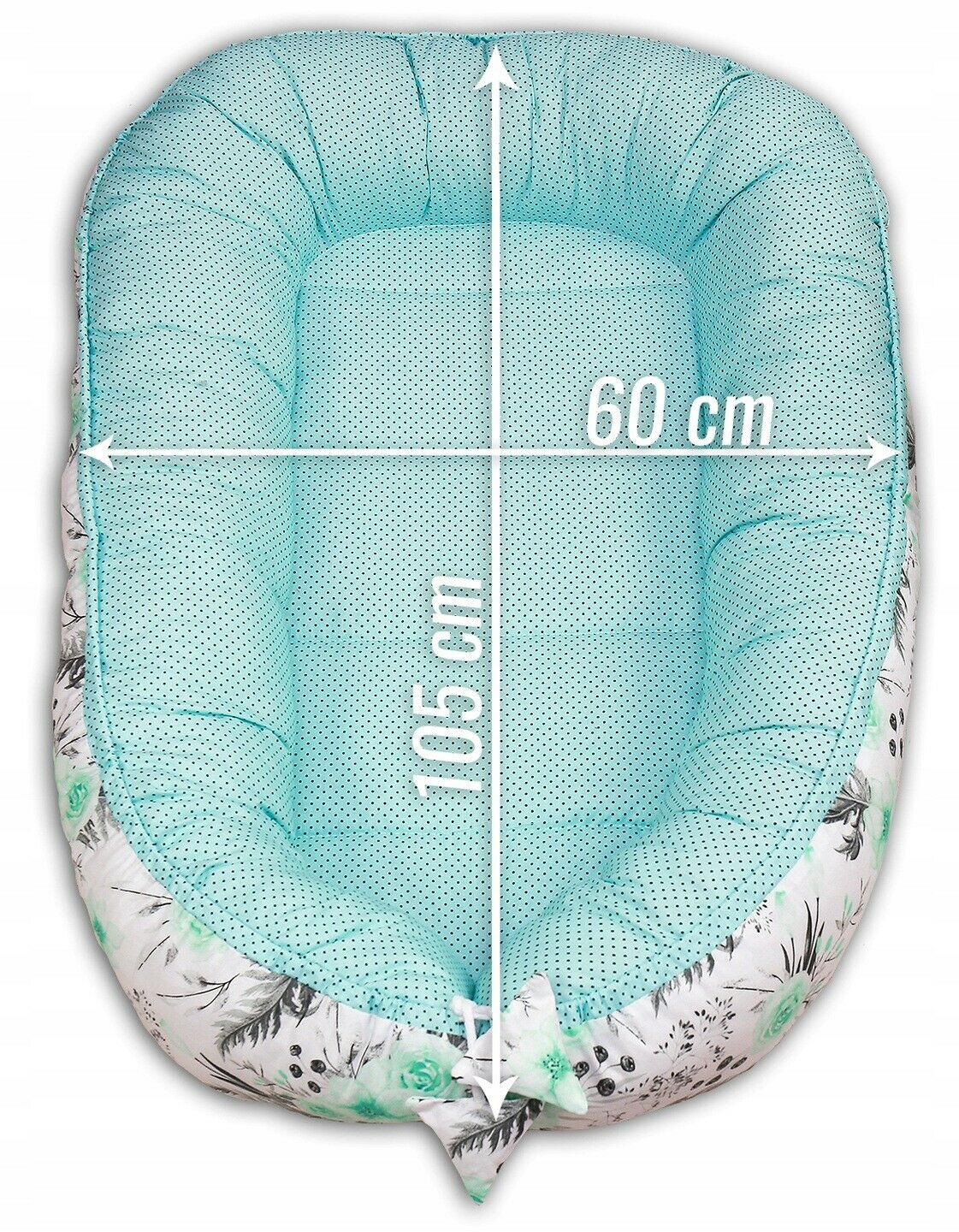 Baby Cocoon set 6pc Double-sided Sleep Nest Bed Cushion GREEN FLOWERS
