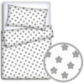 Baby Bedding Fit Cotbed 135X100cm Pillowcase Duvet Cover 2Pc Big Stars On White