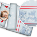 Baby bedding set 2pc 100% cotton pillowcase duvet cover 70x80cm - Cuddle Bear Grey