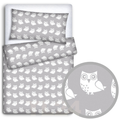 Baby Bedding Set 120x90cm Pillow Duvet 4Pc Fit Cot Owls Grey