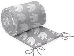 Baby 3Pc Bedding Set Cotton Pillow Duvet Bumper Fit Cot 120x60 Elephants On Grey - MyHappy Baby
