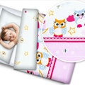 Owls moon pink BABY BEDDING SET 120x90 PILLOWCASE DUVET COVER 2PC FIT COT