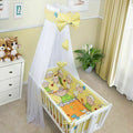 Baby Cot Bedding Set - 10 Piece Including Cot Bumper, Pillow, Duvet and Canopy to Fit 90x40cm Crib Sheep Yellow - 100% Cotton