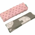 Dimple  Belt Cover Car Seat Pram Pad Shoulder Strap 2Pc Pink/ Elephant Grey