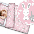 Baby bedding set 2pc 100% cotton pillowcase duvet cover 70x80cm fit crib - Bunny Pink