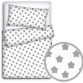 Baby Bedding Fit Crib Set 70X80cm Pillowcase Duvet Cover 2Pc Grey Stars On White
