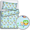 Baby Bedding Fit Cotbed 135X100cm Pillowcase Duvet Cover 2Pc Owls Blue