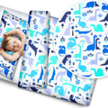Baby bedding set 2pc fit Junior Bed 150x120cm pillowcase duvet cover - Dino blue