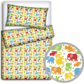 Baby Bedding Fit Cotbed 135X100cm Pillowcase Duvet Cover 2Pc Elephants Coloured