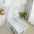 Baby Cot Bedding Set - 10 Piece Including Cot Bumper, Pillow, Duvet and Canopy to Fit Crib 90x40cm Grey Blue Stars - 100% Cotton