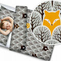 Baby bedding set 2pc 100% cotton pillowcase duvet cover 70x80cm fit crib - Fox in Forest Grey